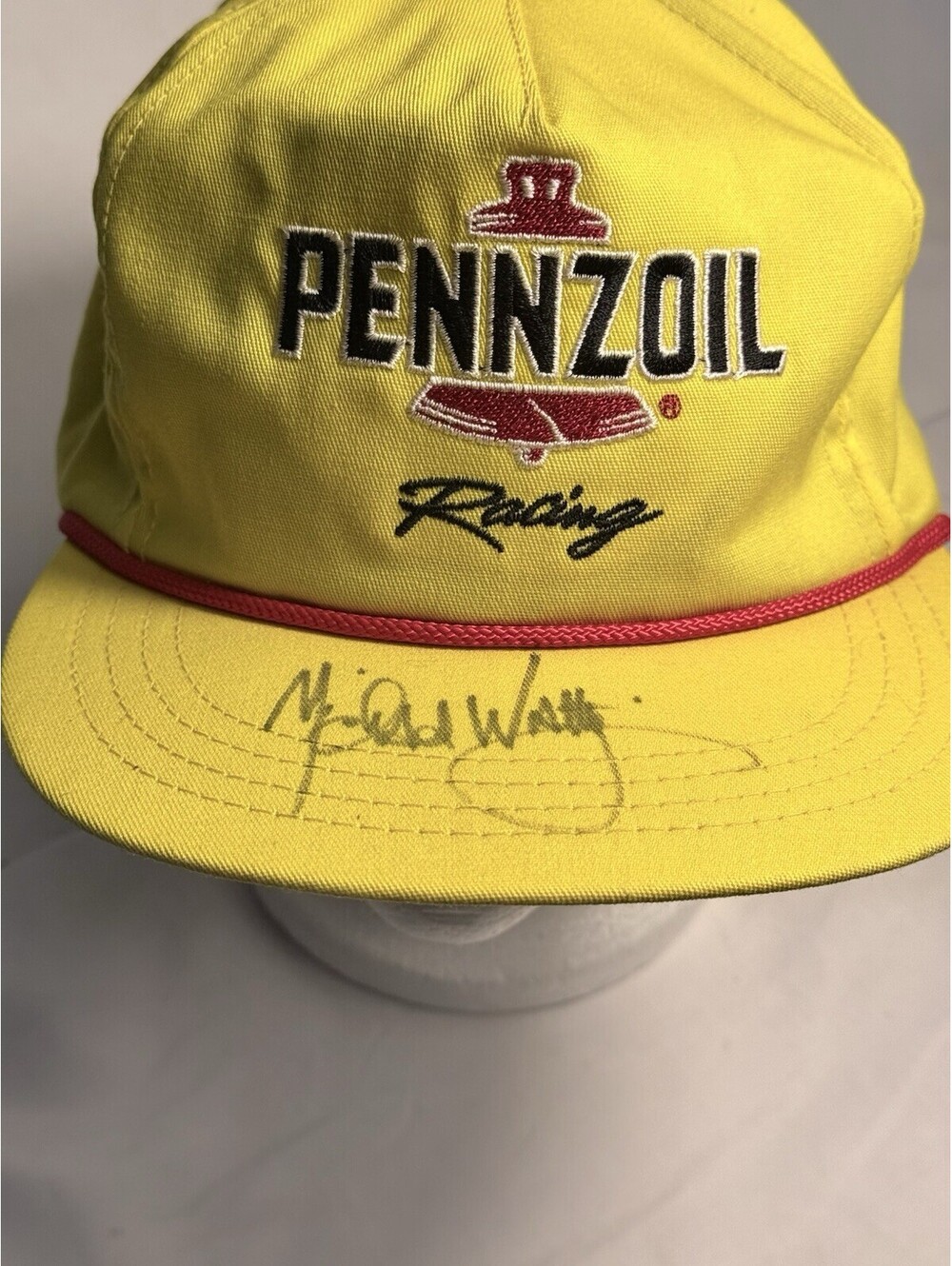 Vintage NASCAR Michael Waltrip Autographed Pennzoil Racing Strap Back Hat